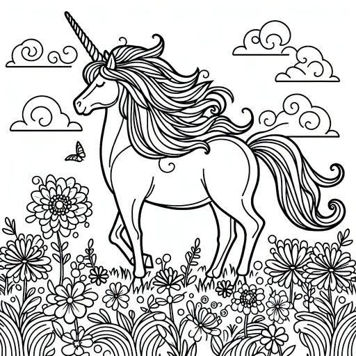 Unicorn in a flower field