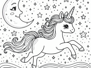 Young unicorn in stars