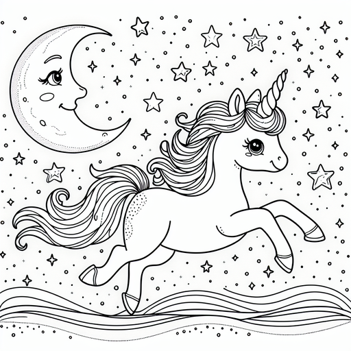 Young unicorn in stars